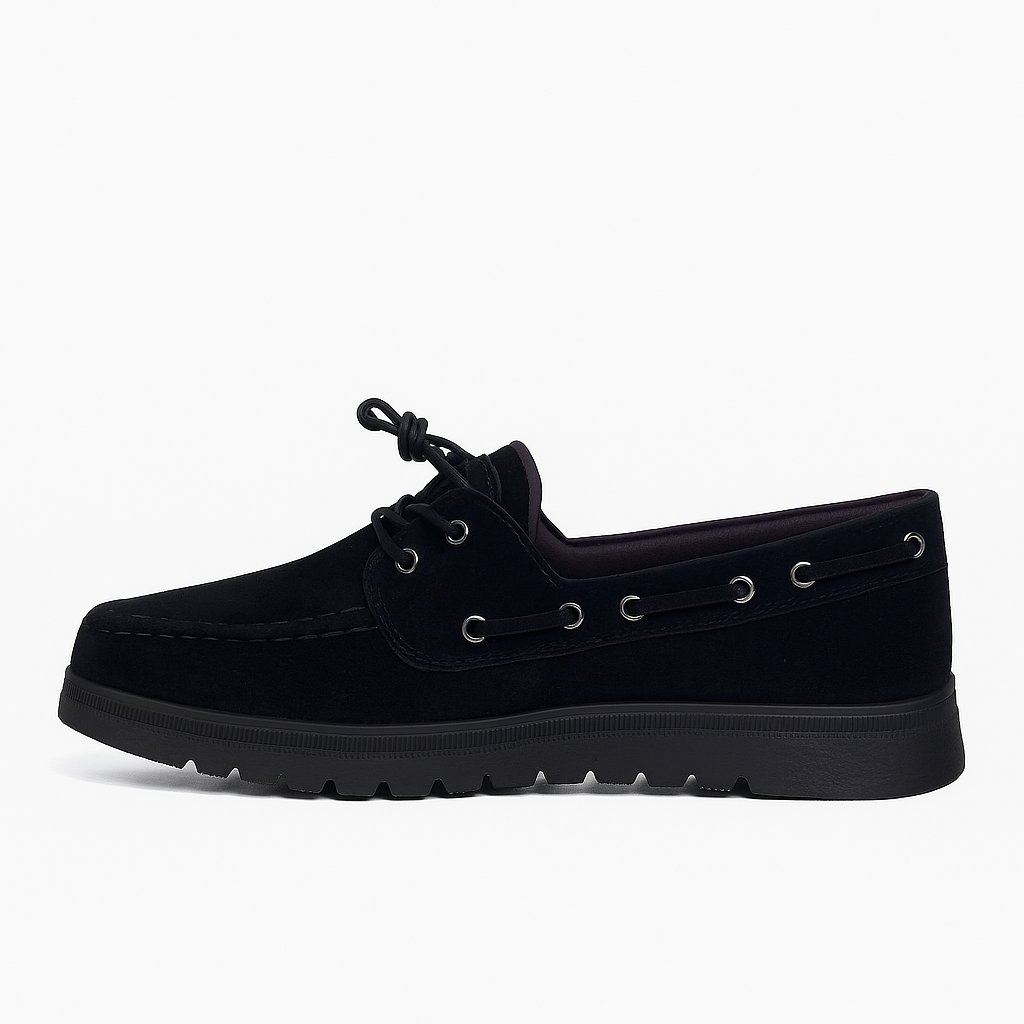 black suede lace-up loafers. 4978