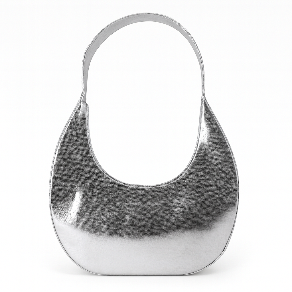 silver handbag, the OSOI Toni Mini or Silfen Studio Mini Mona Charm.