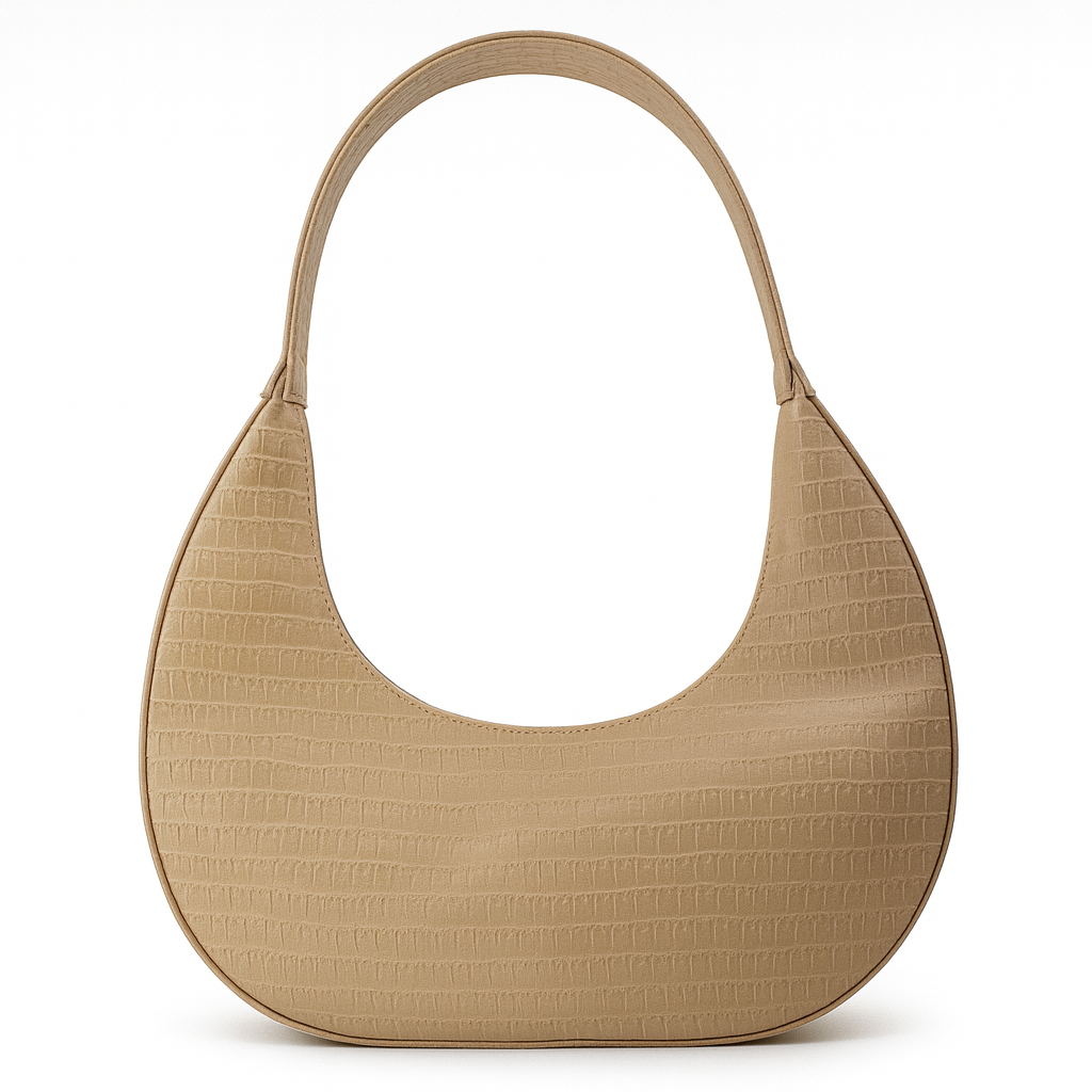 حقيبة كتف على شكل نصف قمر منقوش بنقشة جلد التمساح.