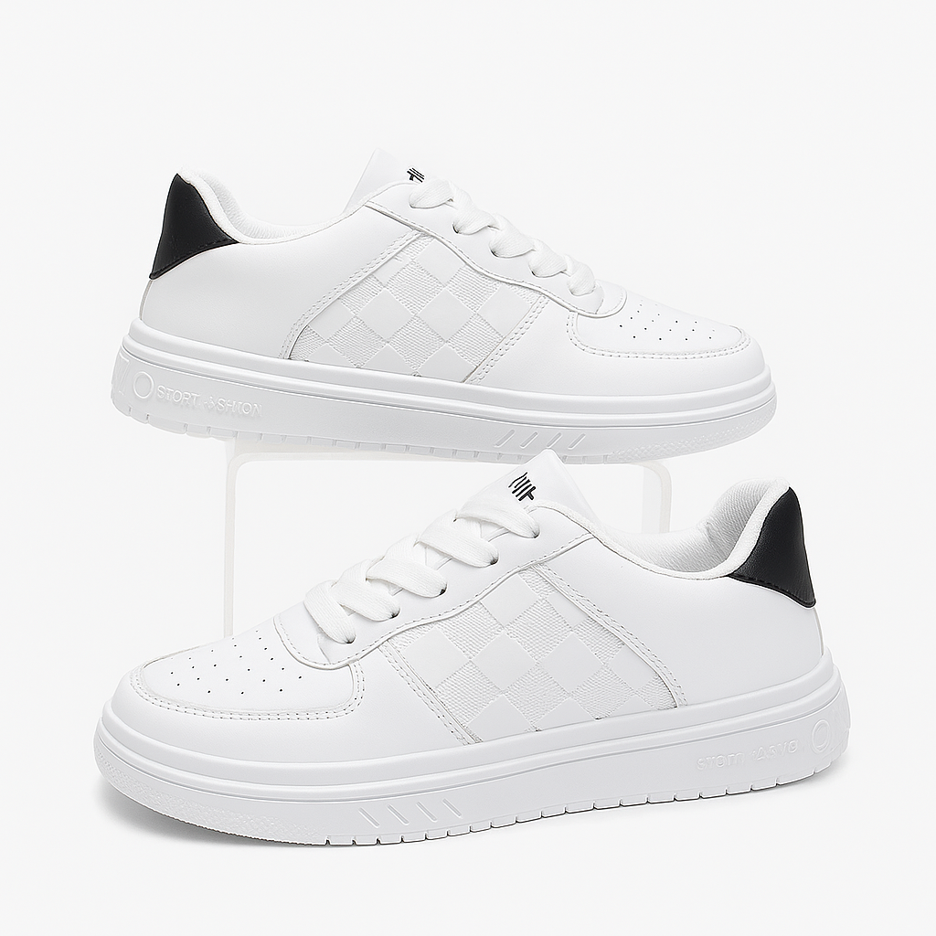 white sneakers with a white heel tab 152057