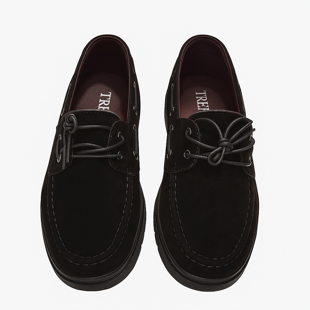 black suede lace-up loafers. 4978