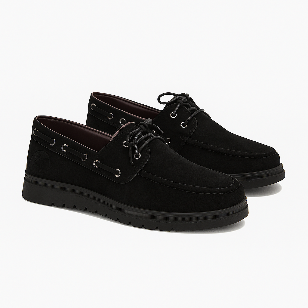 black suede lace-up loafers. 4978
