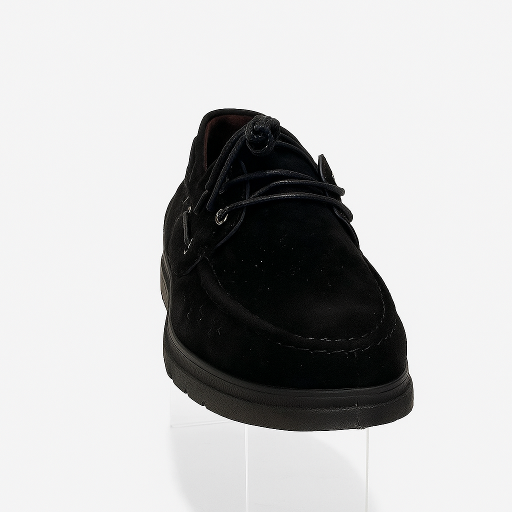 black suede lace-up loafers. 4978