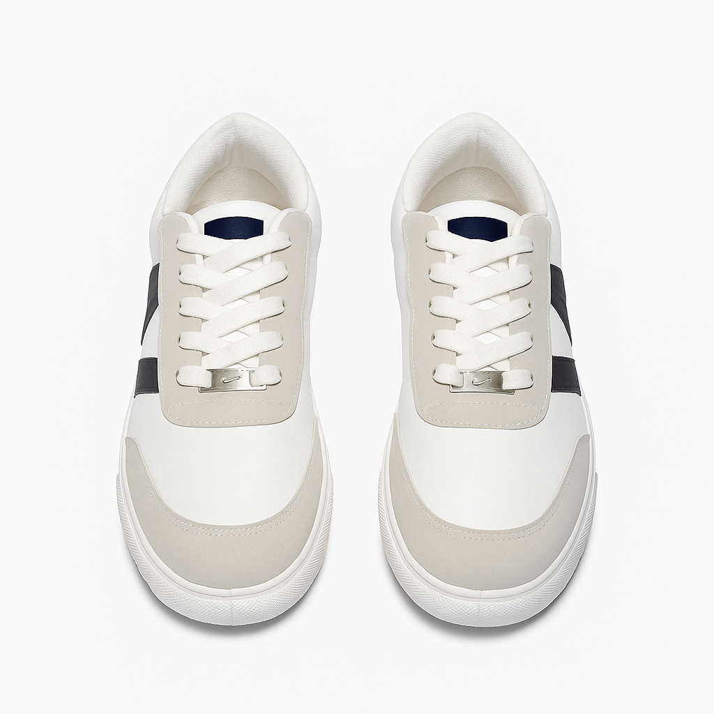 Nike Court Vision Lo Na footwear shoes in white and greyfog with a black swoosh.8451
