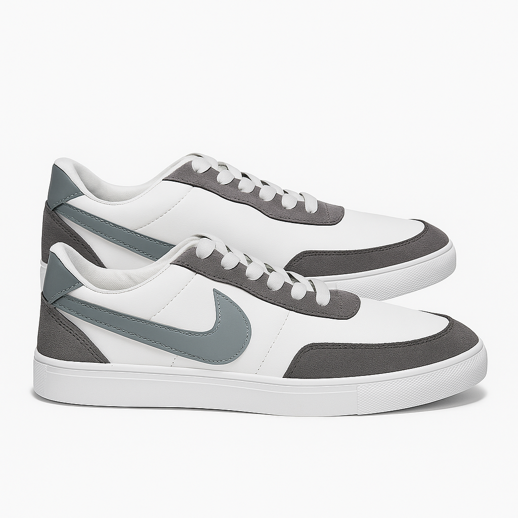 white and grey low-top sneakers 8451