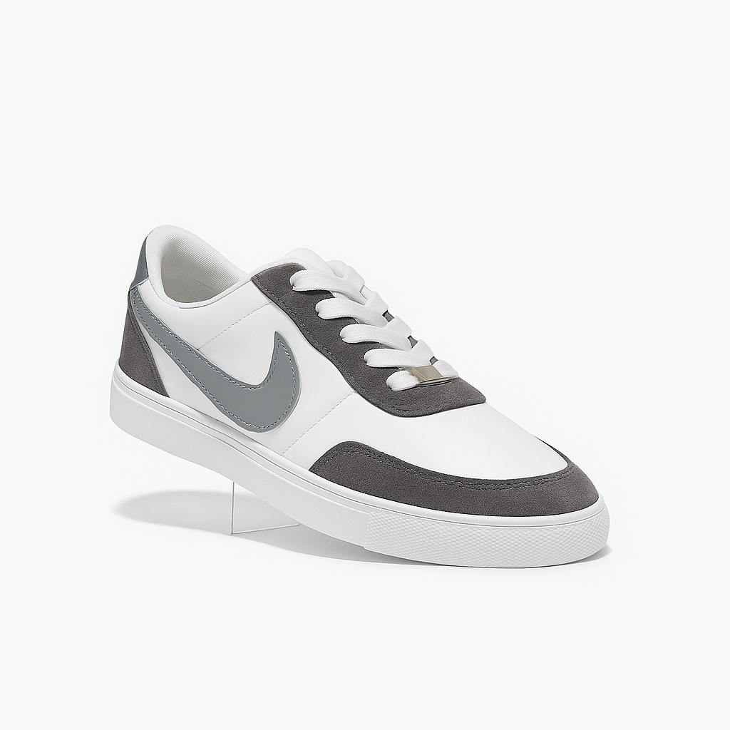 white and grey low-top sneakers 8451