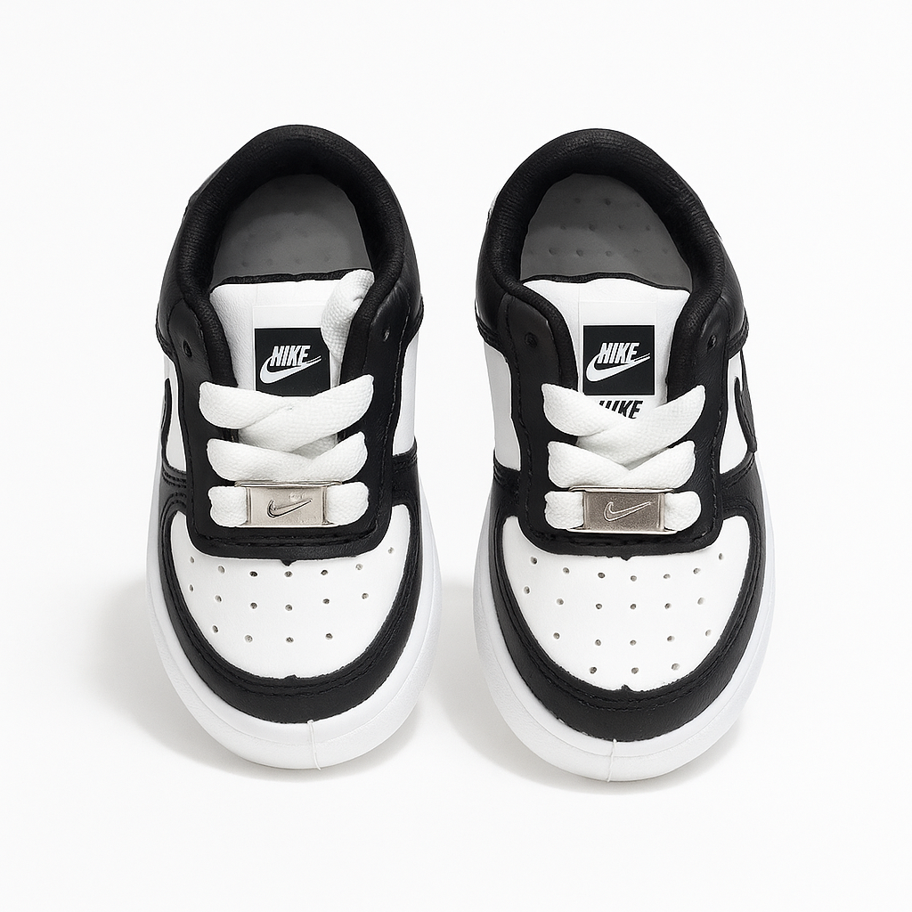 black and white Nike Air Force 1 sneakers. 33914