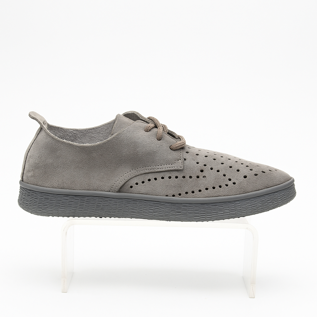 grey perforated lace-up sneakers.  130825
