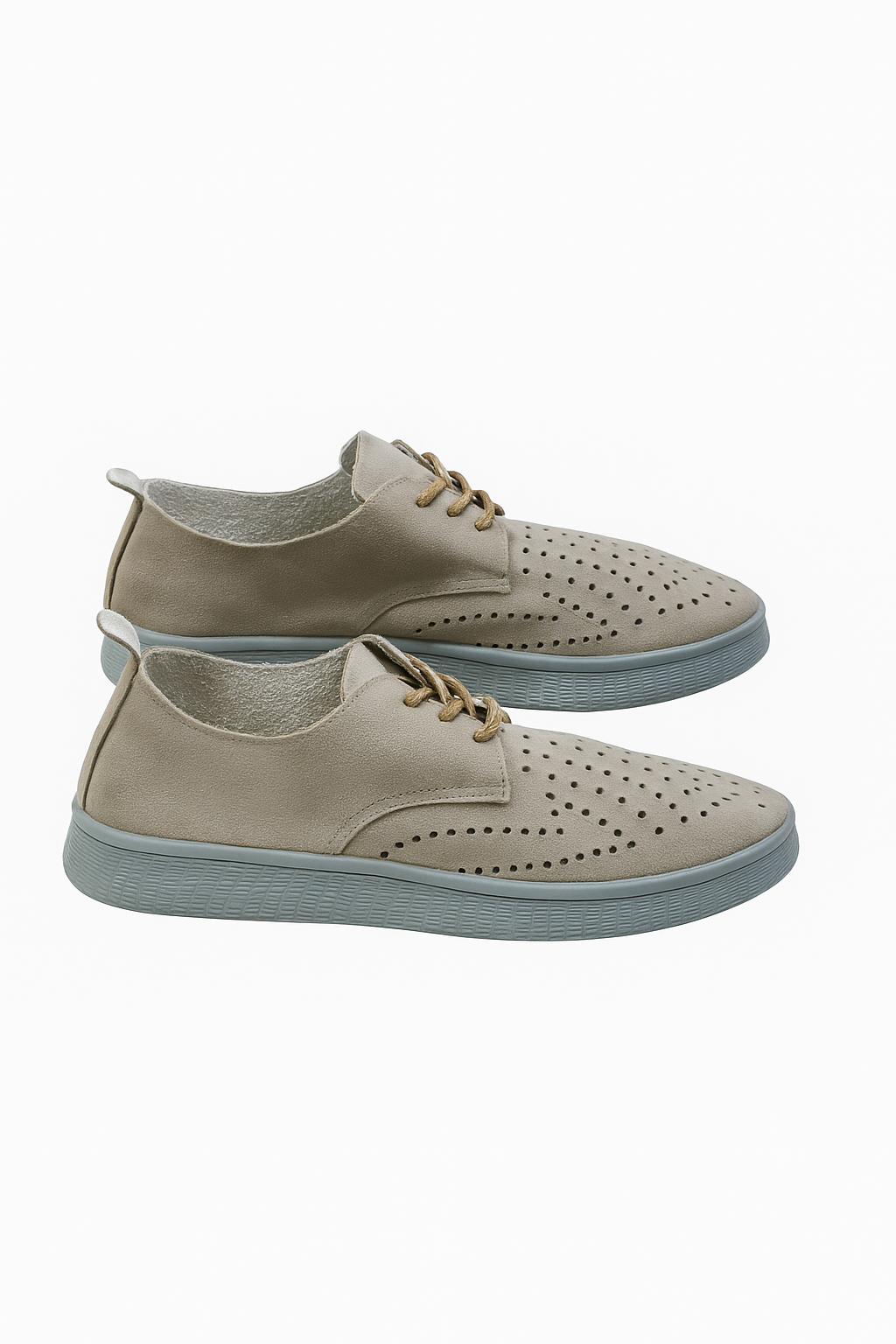 grey perforated lace-up sneakers.  130825