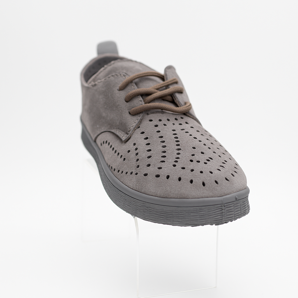 grey perforated lace-up sneakers.  130825
