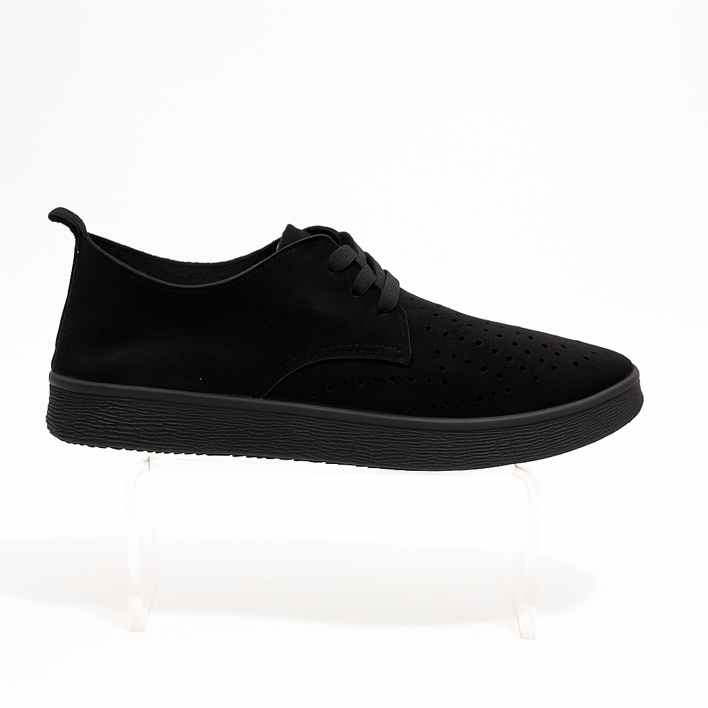 black perforated lace-up sneakers.  130825