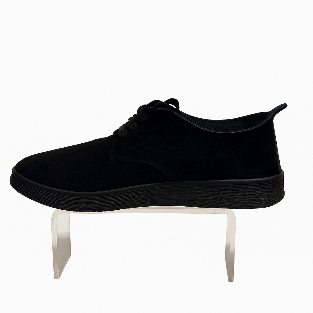black perforated lace-up sneakers.  130825