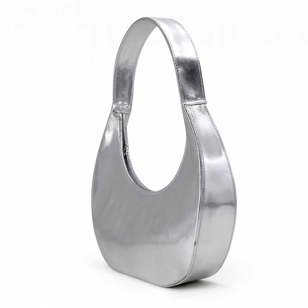 silver handbag, the OSOI Toni Mini or Silfen Studio Mini Mona Charm.