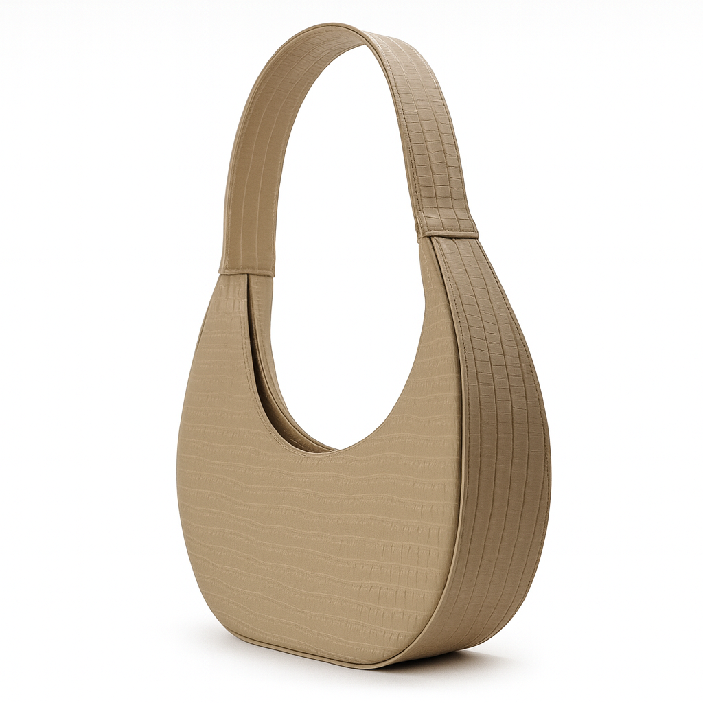 حقيبة كتف على شكل نصف قمر منقوش بنقشة جلد التمساح.