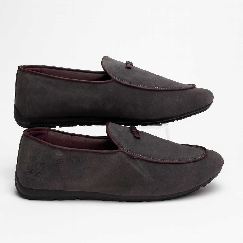 gray suede loafers. 4991