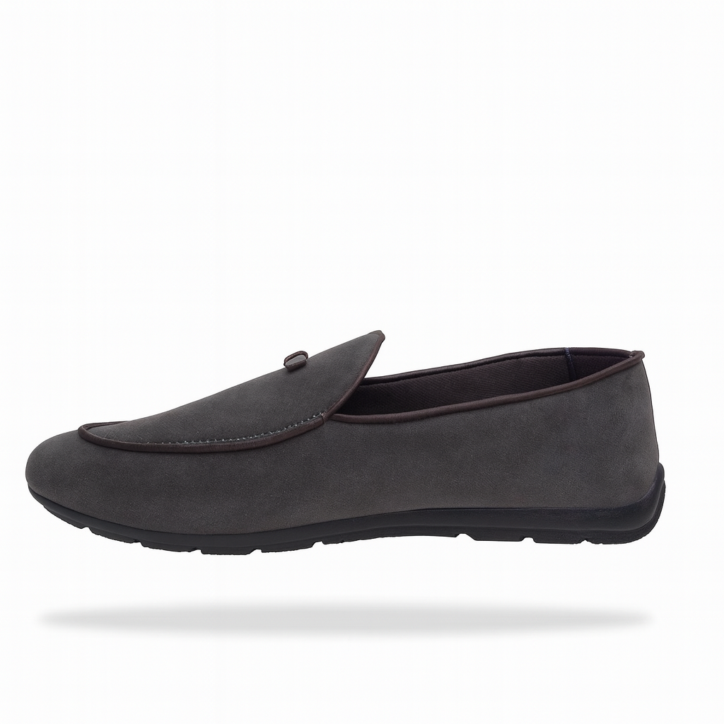 gray suede loafers. 4991