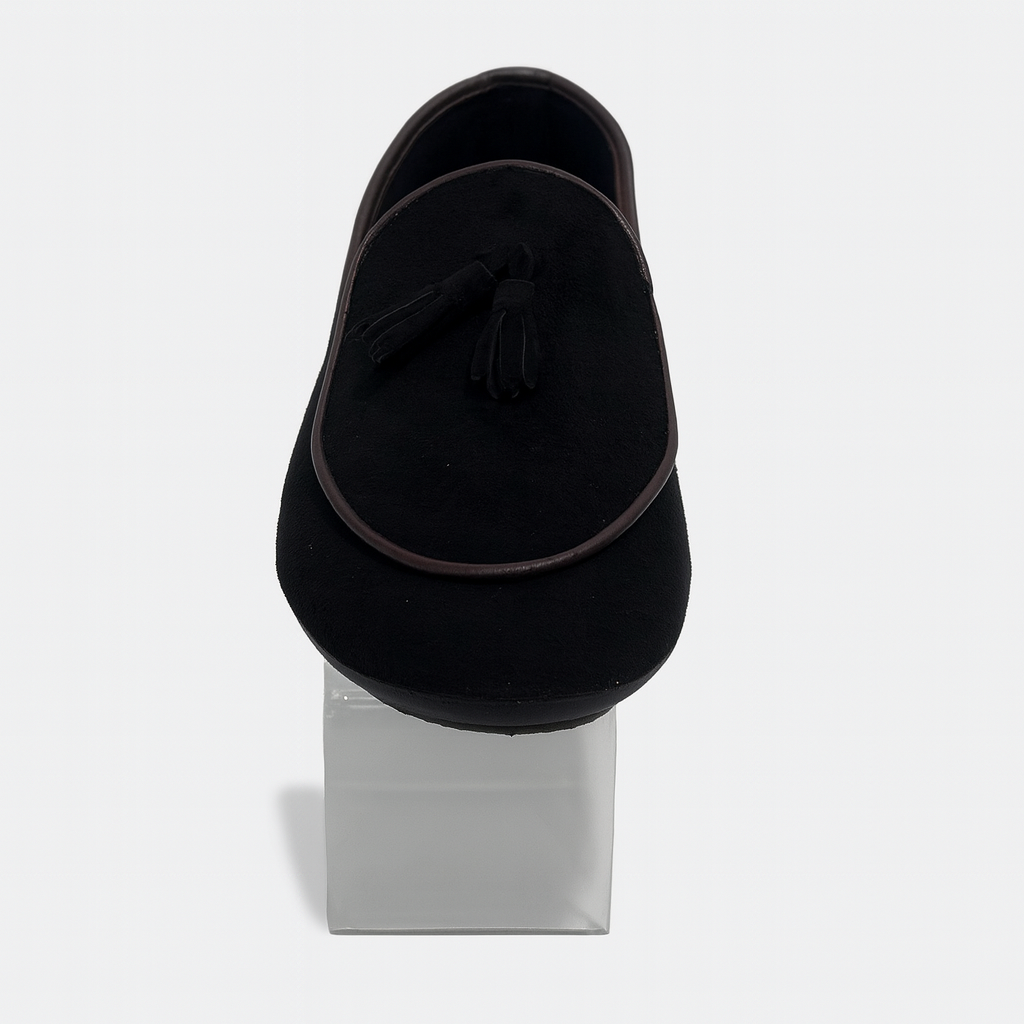 black suede double monk strap loafers 4986