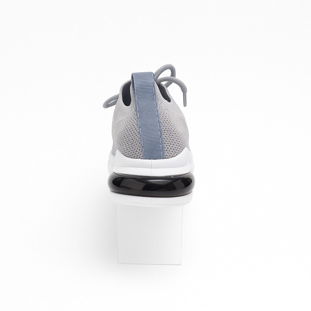 Kid's grey knit sneakers with a thick white and black 36898