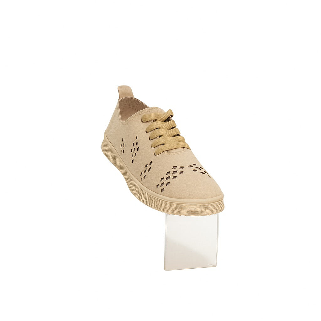 beige perforated lace-up shoes. 130826