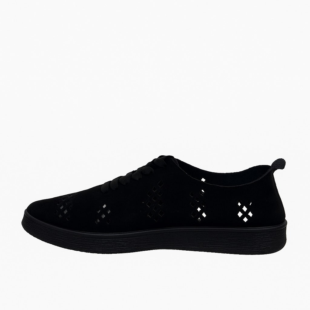 black perforated lace-up shoes. 130826