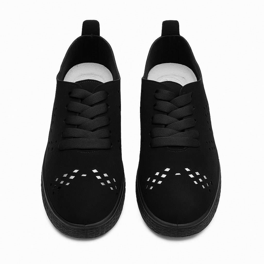 black perforated lace-up shoes. 130826