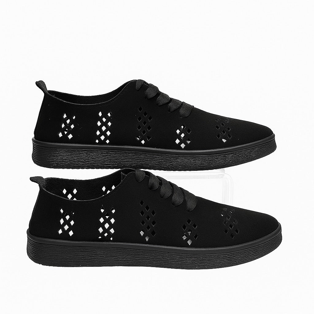 black perforated lace-up shoes. 130826