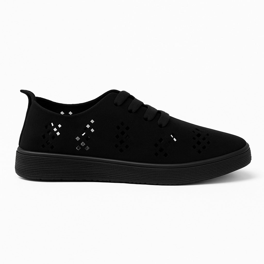 black perforated lace-up shoes. 130826