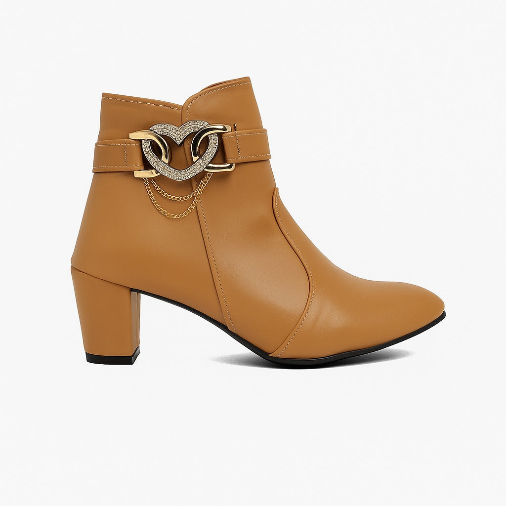 حذاء كاحل بمظهر جلدي بني 18315