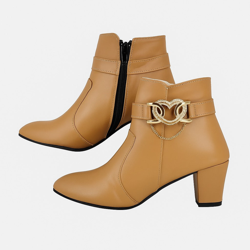 حذاء كاحل بمظهر جلدي بني 18315