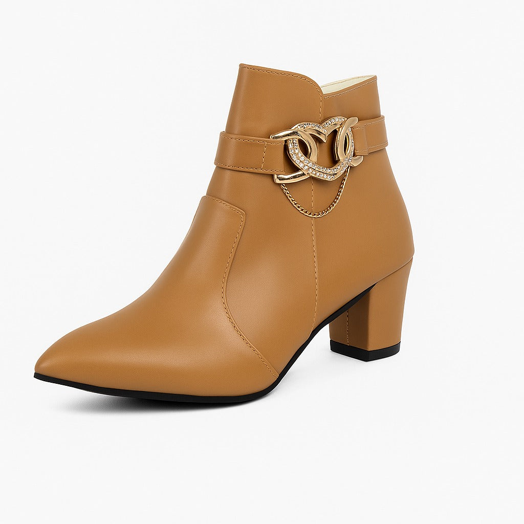 حذاء كاحل بمظهر جلدي بني 18315