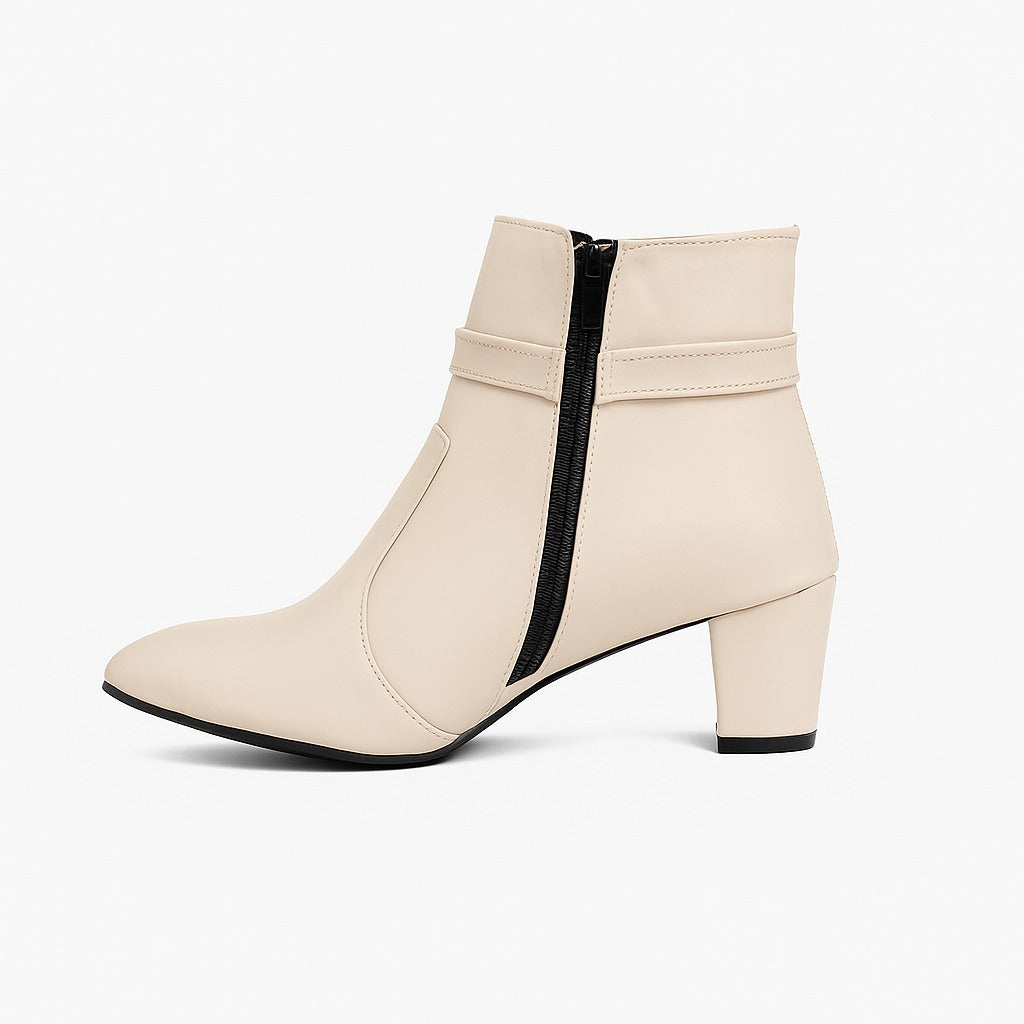 beige leather-look ankle boots 18315