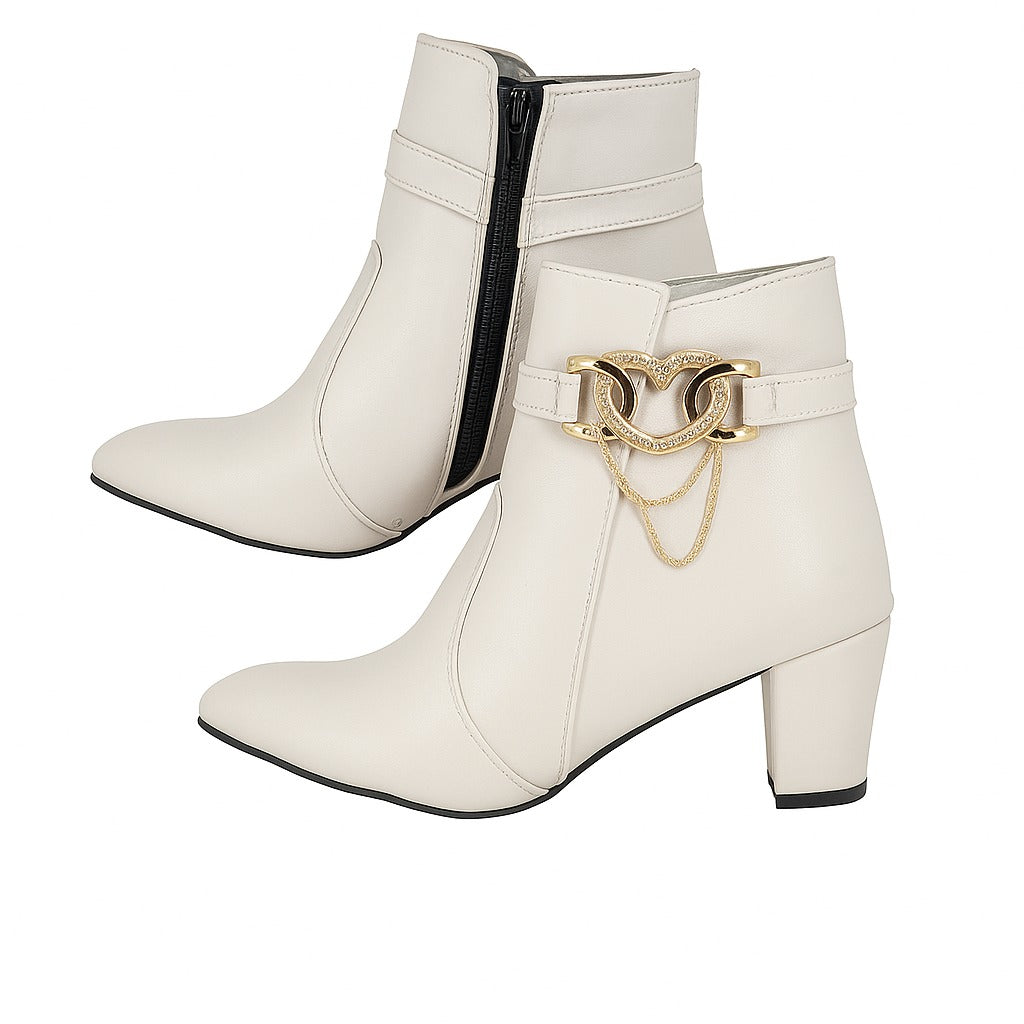 beige leather-look ankle boots 18315