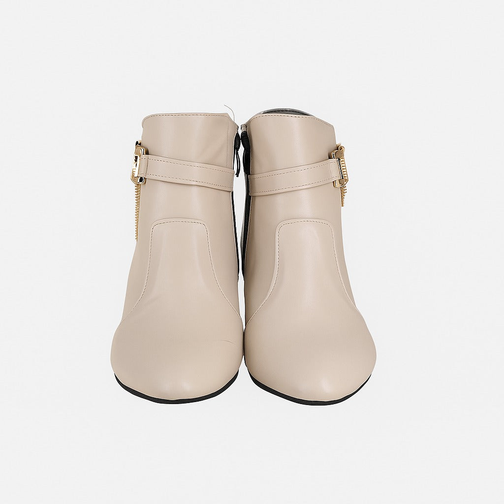 beige leather-look ankle boots 18315