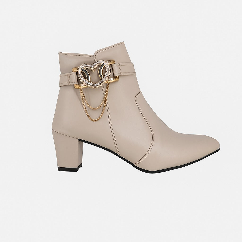 beige leather-look ankle boots 18315